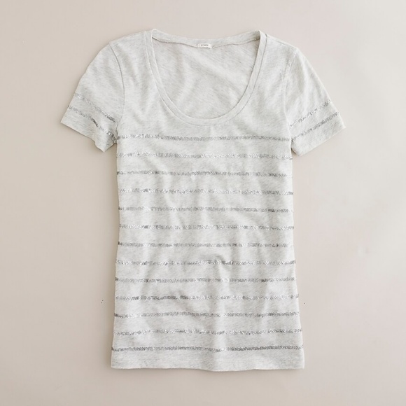 J. Crew Sequin Stripe Tee - S - Picture 1 of 5
